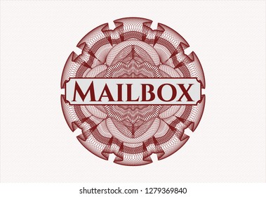 Red money style rosette with text Mailbox inside
