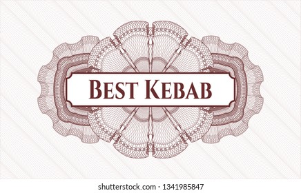 Red money style rosette with text Best Kebab inside