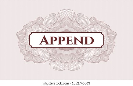 Red money style rosette with text Append inside