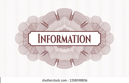 Red money style rosette with text Information inside