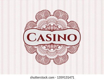 Red money style rosette with text Casino inside