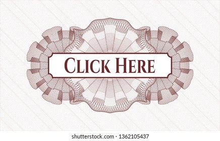Red money style rosette with text Click Here inside
