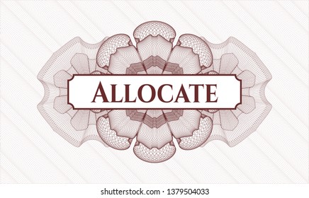 Red money style rosette with text Allocate inside