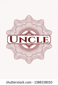 Red money style rosette with text Uncle inside