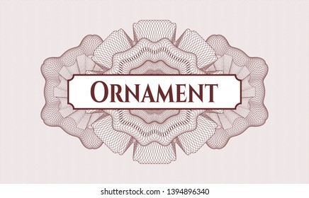 Red money style rosette with text Ornament inside