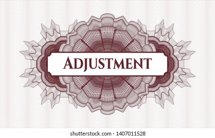 Red money style rosette with text Adjustment inside