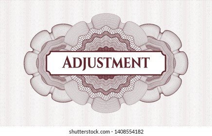 Red money style rosette with text Adjustment inside