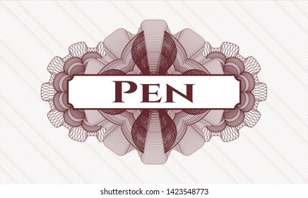 Red money style rosette with text Pen inside