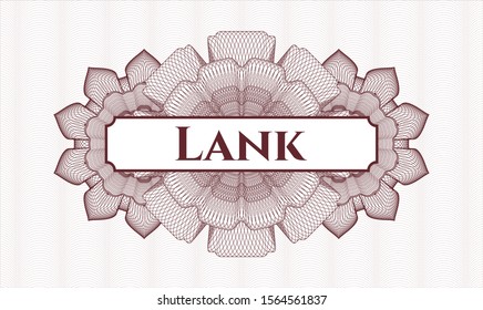Red money style rosette with text Lank inside