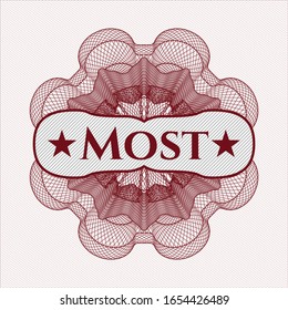Rosette estilo dinero rojo con texto Más adentro