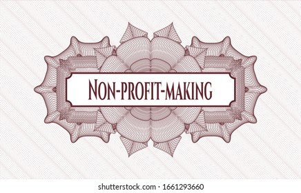 Red money style rosette with text Non-profit-making inside