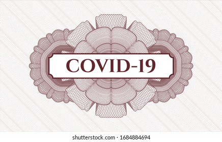 Rosette estilo dinero rojo con texto COVID-19 dentro