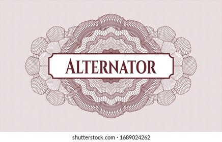 Rosette estilo dinero rojo con texto Alternador dentro