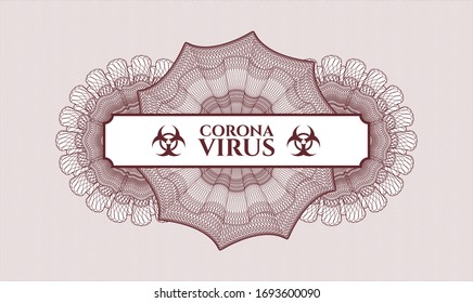 Red money style rosette with text Coronavirus inside