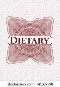 Red money style rosette with text Dietary inside