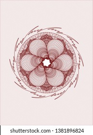 Red money style rosette. Vector Illustration. Detailed.