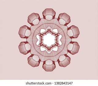 Red money style rosette. Vector Illustration. Detailed.
