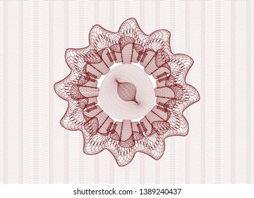 Red money style rosette. Vector Illustration. Detailed.