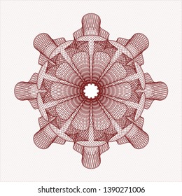 Red money style rosette. Vector Illustration. Detailed.