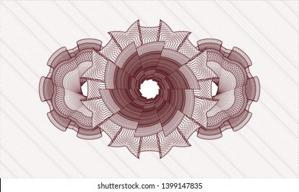 Red money style rosette. Vector Illustration. Detailed.
