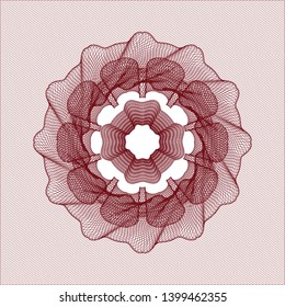 Red money style rosette. Vector Illustration. Detailed.