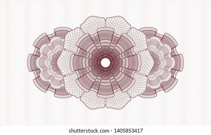 Red money style rosette. Vector Illustration. Detailed.