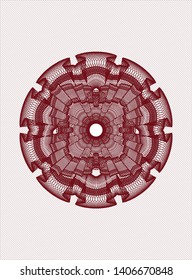 Red money style rosette. Vector Illustration. Detailed.