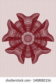 Red money style rosette. Vector Illustration. Detailed.