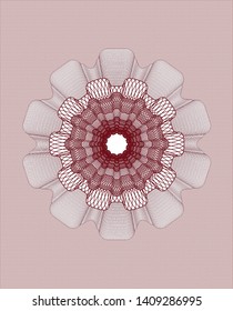 Red money style rosette. Vector Illustration. Detailed.
