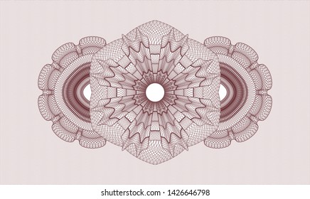 Red money style rosette. Vector Illustration. Detailed.