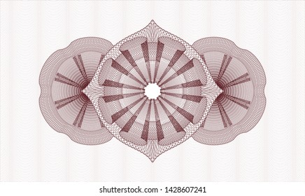 Red money style rosette. Vector Illustration. Detailed.