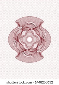 Red money style rosette. Vector Illustration. Detailed.