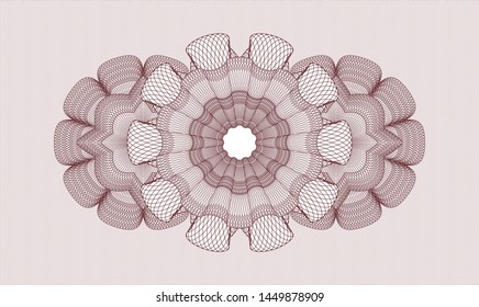 Red money style rosette. Vector Illustration. Detailed.