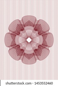 Red money style rosette. Vector Illustration. Detailed.