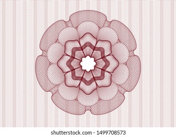 Red money style rosette. Vector Illustration. Detailed.