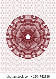 Red money style rosette. Vector Illustration. Detailed.