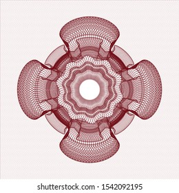 Red money style rosette. Vector Illustration. Detailed.