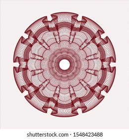 Red money style rosette. Vector Illustration. Detailed.