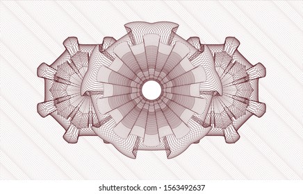 Red money style rosette. Vector Illustration. Detailed.