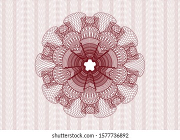 Red money style rosette. Vector Illustration. Detailed.