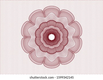 Red money style rosette. Vector Illustration. Detailed.