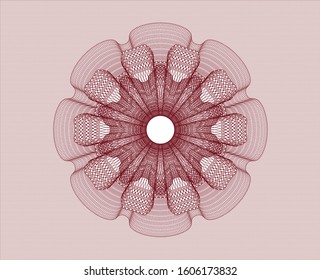 Red money style rosette. Vector Illustration. Detailed.
