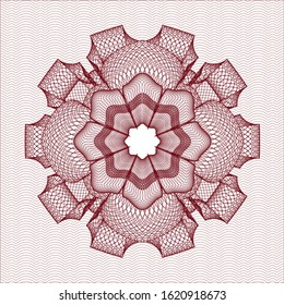 Red money style rosette. Vector Illustration. Detailed.