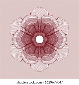 Red money style rosette. Vector Illustration. Detailed.