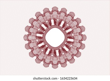 Red money style rosette. Vector Illustration. Detailed.