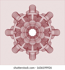 Red money style rosette. Vector Illustration. Detailed.