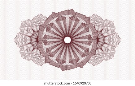 Red money style rosette. Vector Illustration. Detailed.
