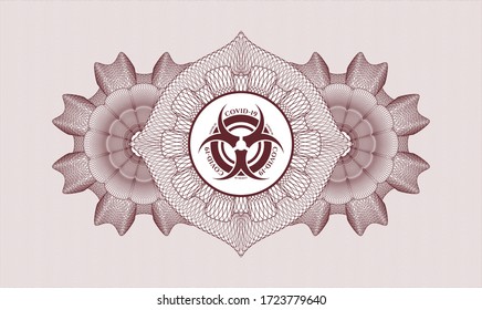 Rosette estilo dinero rojo. Ilustración vectorial. Detallado con el icono de biohazard covid-19