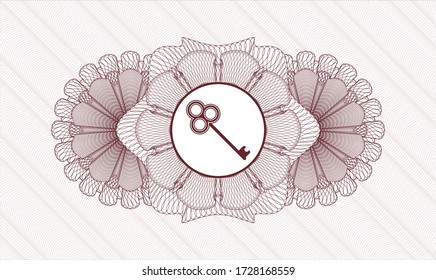 Rotes Geld Stil Rosette. Vector Illustration. Detaillierte Angaben mit dem Schlüsselsymbol