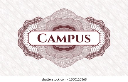Rosette estilo dinero rojo. Ilustración vectorial. Detallado con texto Campus dentro
